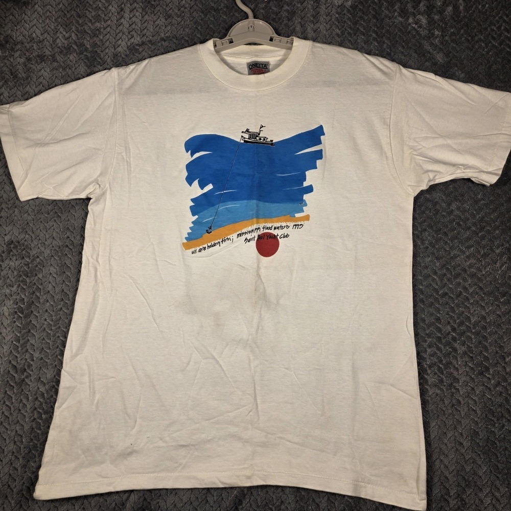 Vintage Mississippi Flood 1993 T-Shirt Saint Paul Yacht Club Men's‎ Large White